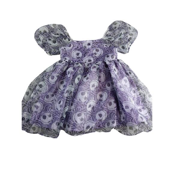 Disney Dress Jack Skellington Girls XL (14) Purple Kids Puff Sleeve Halloween - Picture 1 of 7